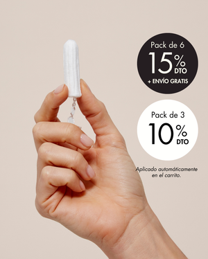 Pack de 3 o 6 tampones sin aplicador de algodón 100% orgánico