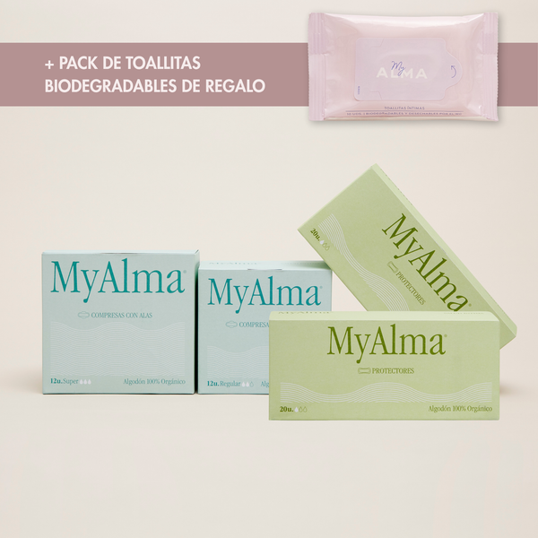 Pack salvaslips y compresas de algodón 100% orgánico + REGALO