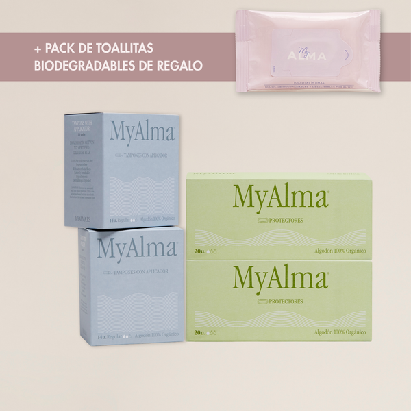 Pack tampones y salvaslips de algodón 100% orgánico + REGALO